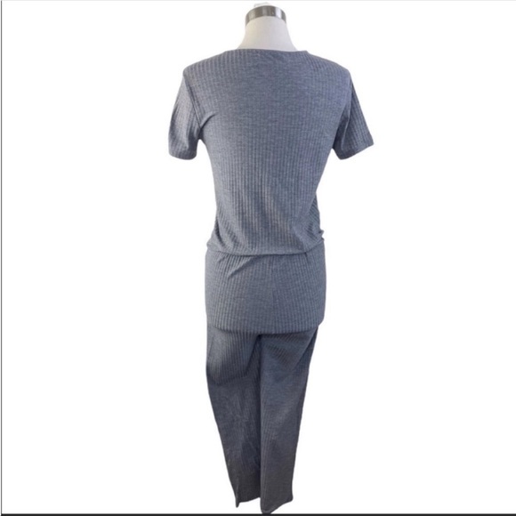 ZARA Gray Ribbed Surplice Top Jumpsuit size S - Picture 5 of 7